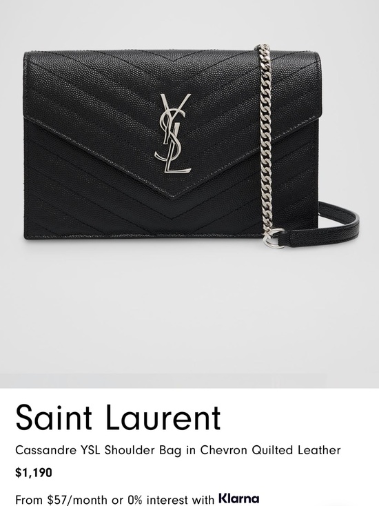 Saint Laurent Handbags - Saint Laurent Black Quilted Envelope Crossbody with Silver Chain